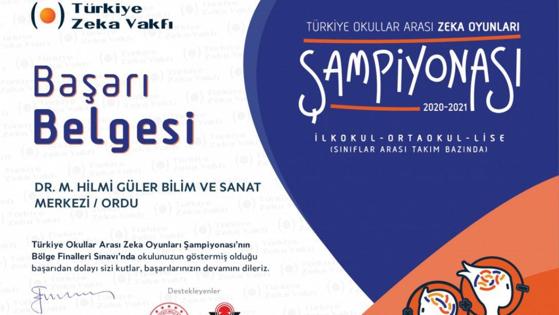 Dr.M.Hilmi Güler Bilim ve Sanat Merkezimiz Türkiye Okullar Arası Zeka Oyunları Şampiyonasında Üstün Başarı Elde Etti